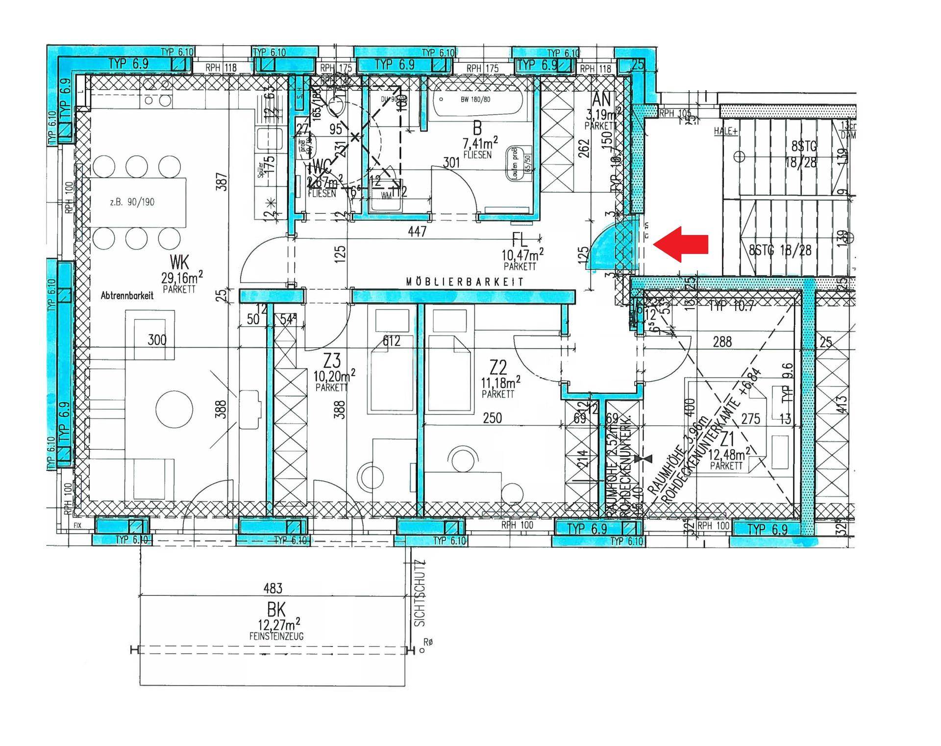 Sonnige 4-Zimmer-Wohnung im Obergeschoss mit großem Balkon - geförderte Miete ODER geförderte Miete mit Kaufoption - 4 Zimmer – pohled 2