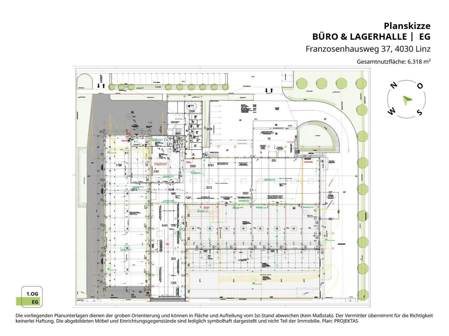 Planskizze Büro & Halle