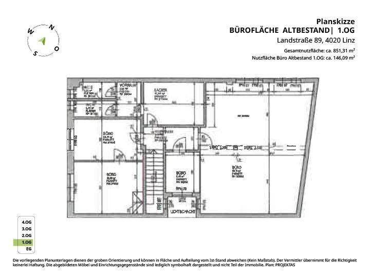 Planskizze Büro Altbestand 1.OG