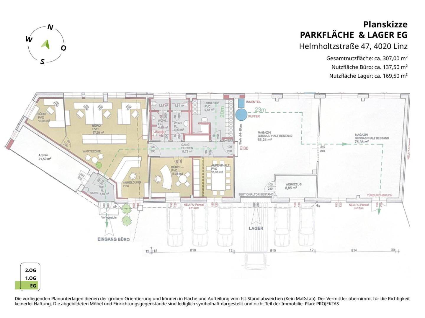 Planskizze Büro & Werkstatt EG