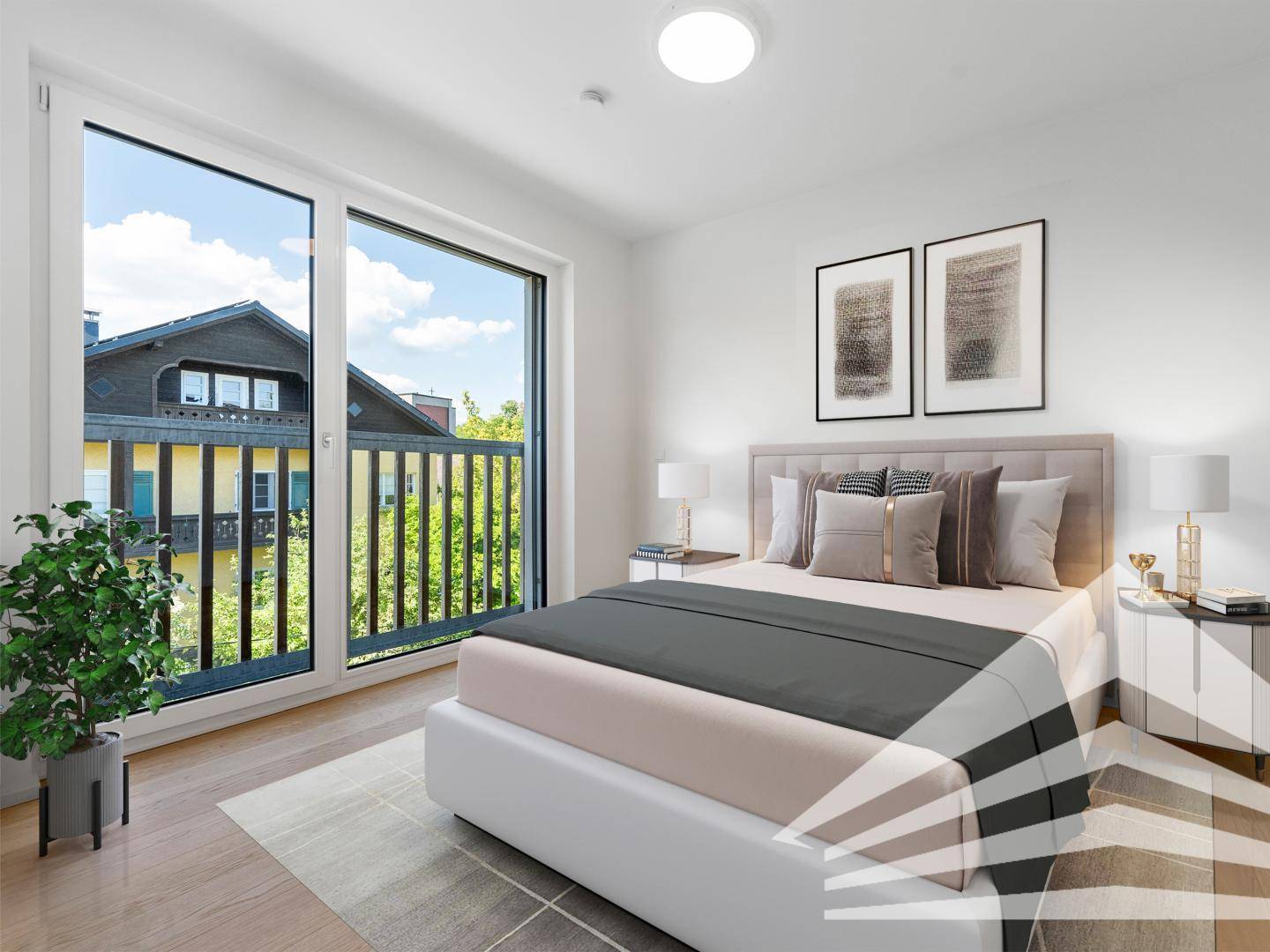 Schlafzimmer DG1 mit Möblierungsvorschlag