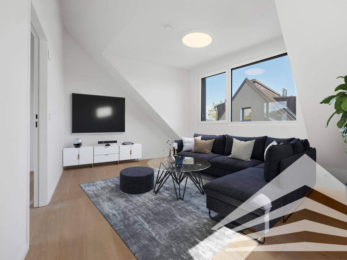 Wohnzimmer DG2 mit Möblierungsvorschlag
