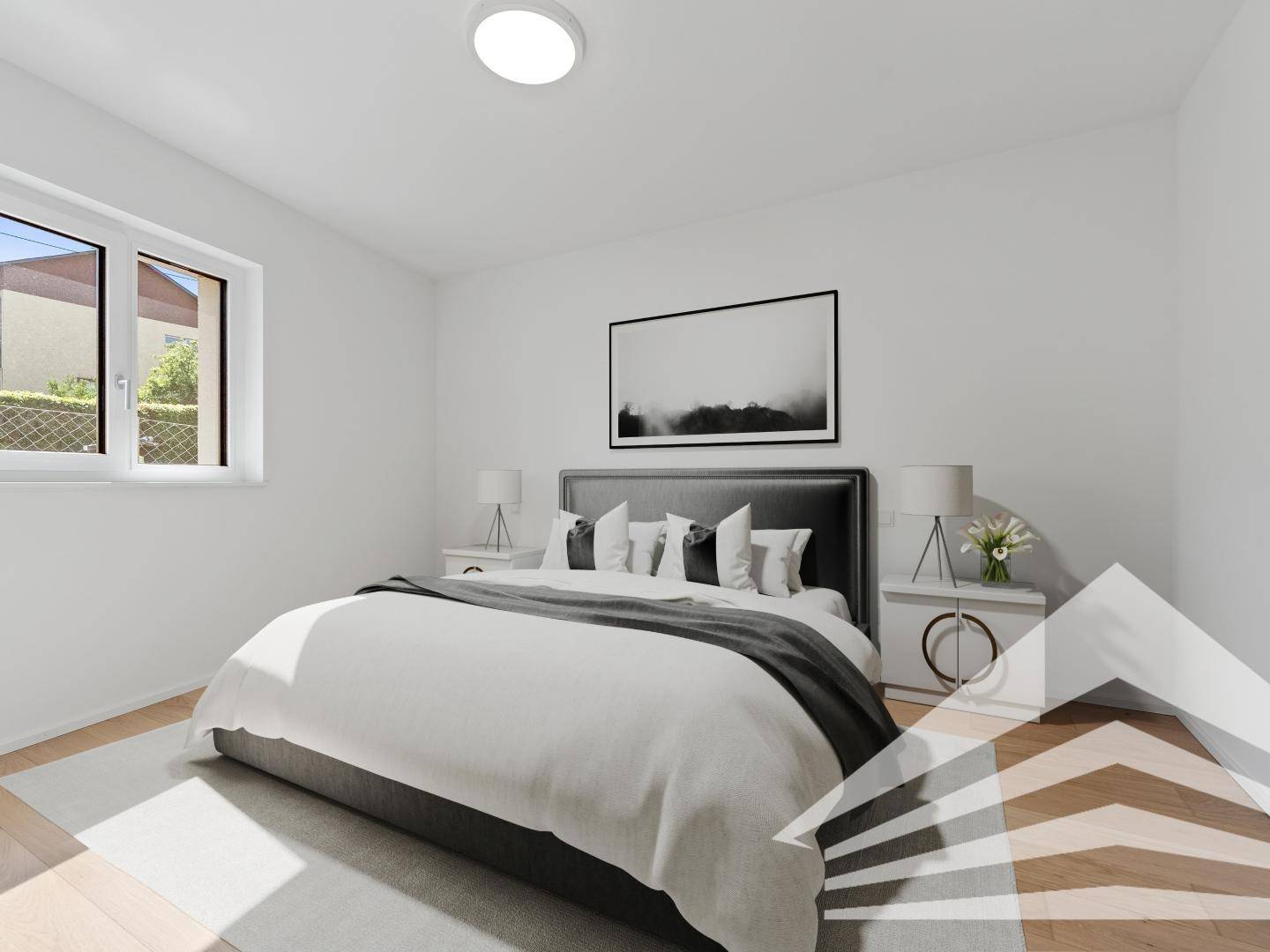 Schlafzimmer mit Möblierungsvorschlag