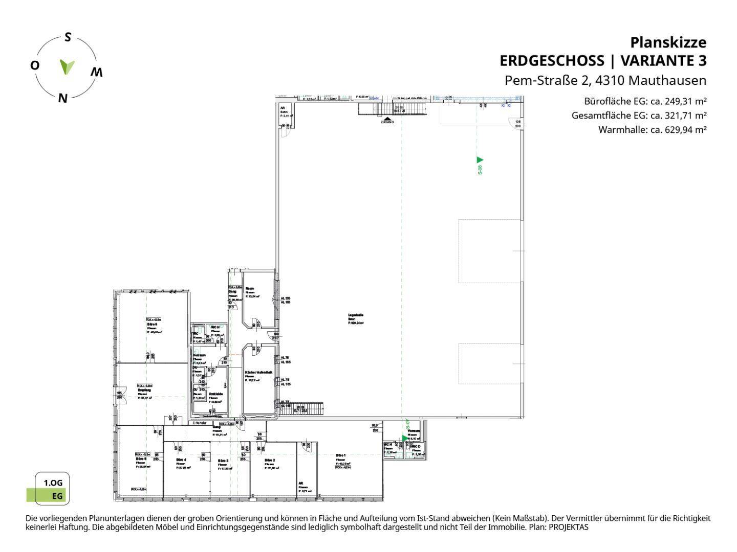Planskizze Variante mit Warmhalle