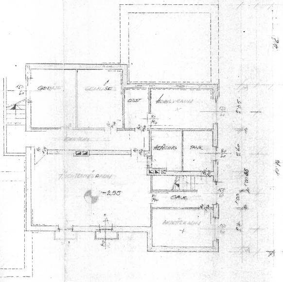 Grundriss des Untergeschosses mit Kellerräumen und Heizungsanlage.