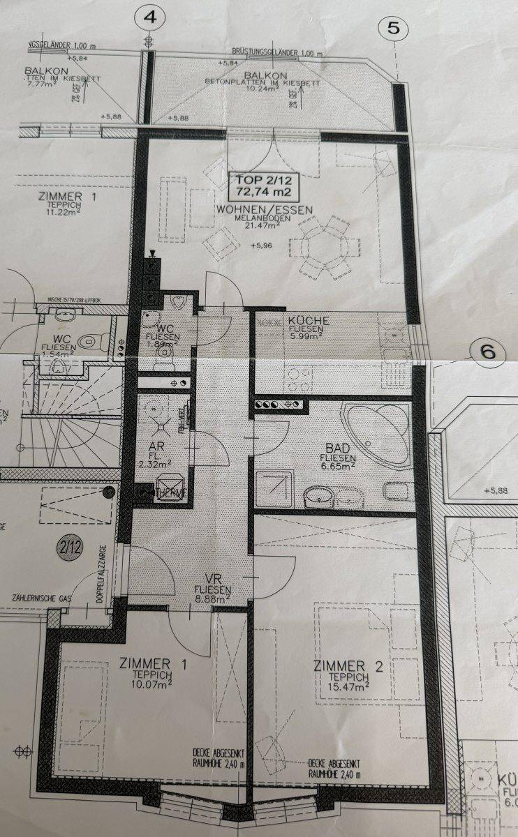 Detaillierter Grundriss der Wohnung mit Raumaufteilung und Flächenangaben.