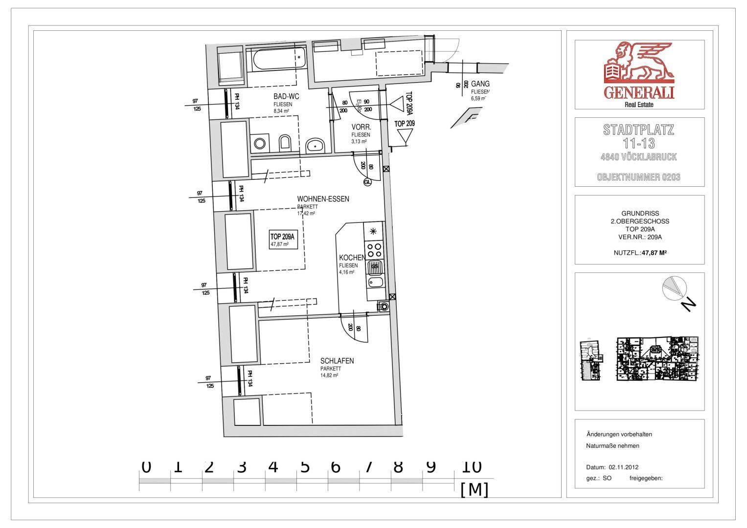 Grundrissplan Top 209A