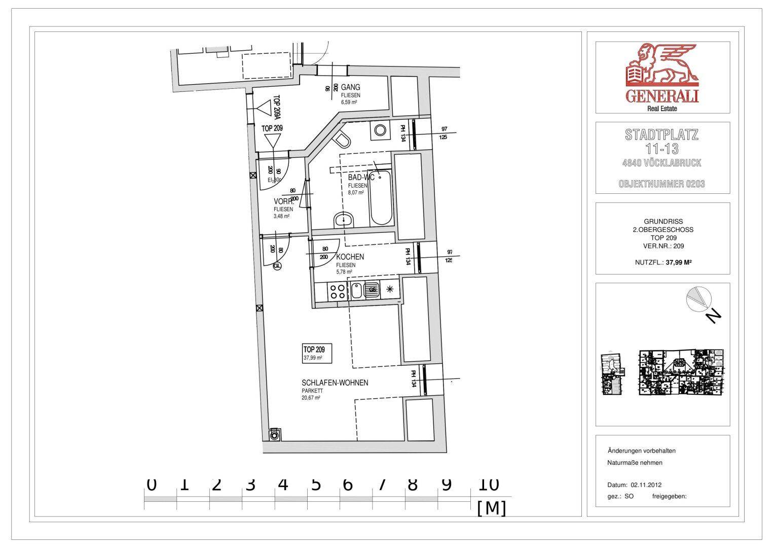 Grundrissplan Top 209