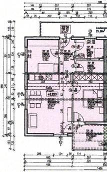 Detaillierter Grundriss mit Raumaufteilung und Bemaßungen der Wohneinheit.