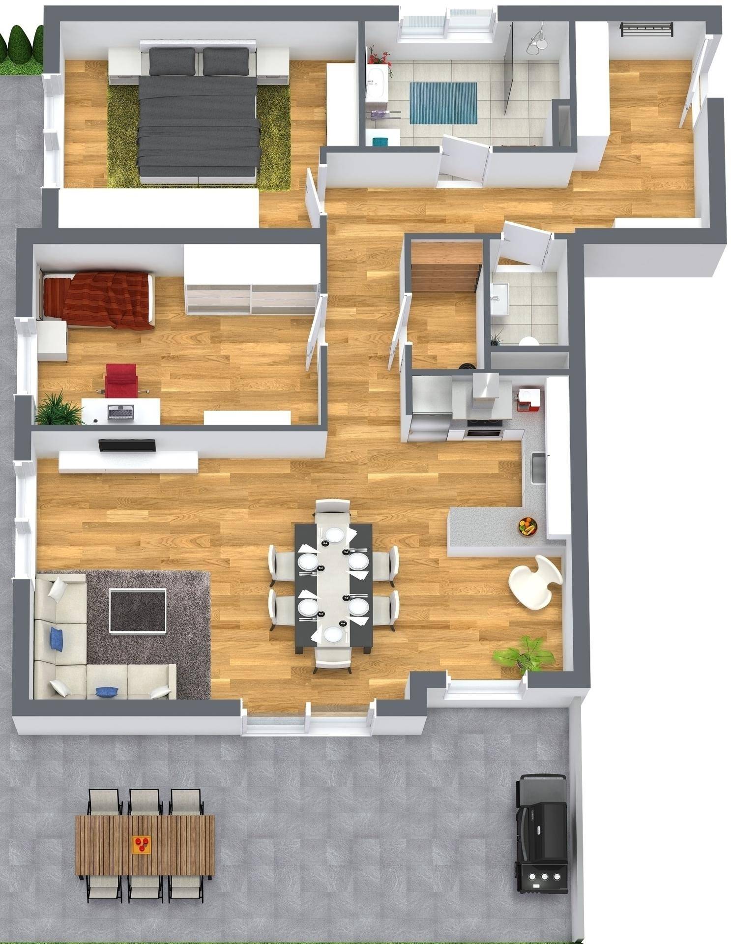 Beispielhafter 3D-Grundriss