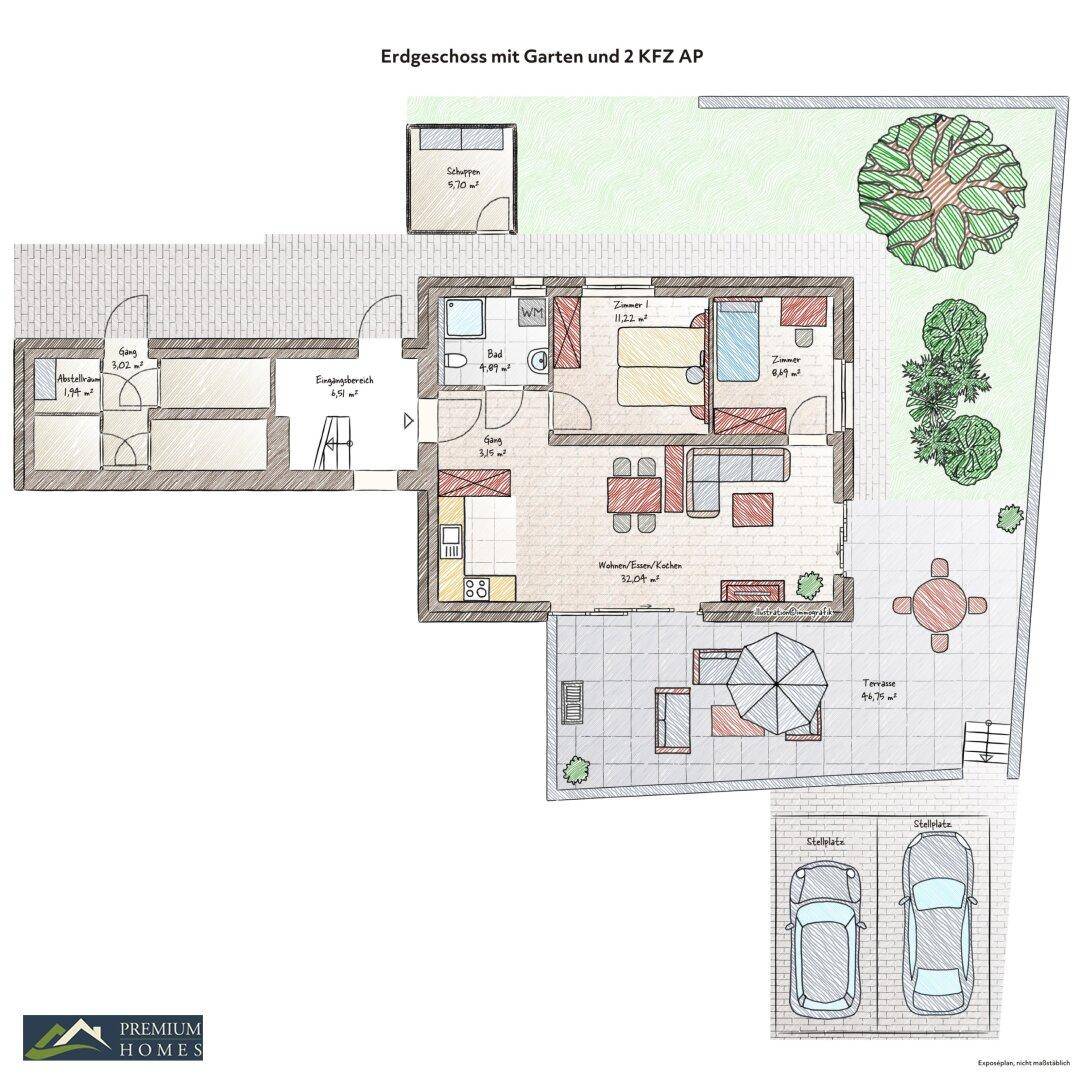 BREITENBACH am Inn - Dorfzentrum - 3 Zimmer Gartenwohnung - Grundrissplan