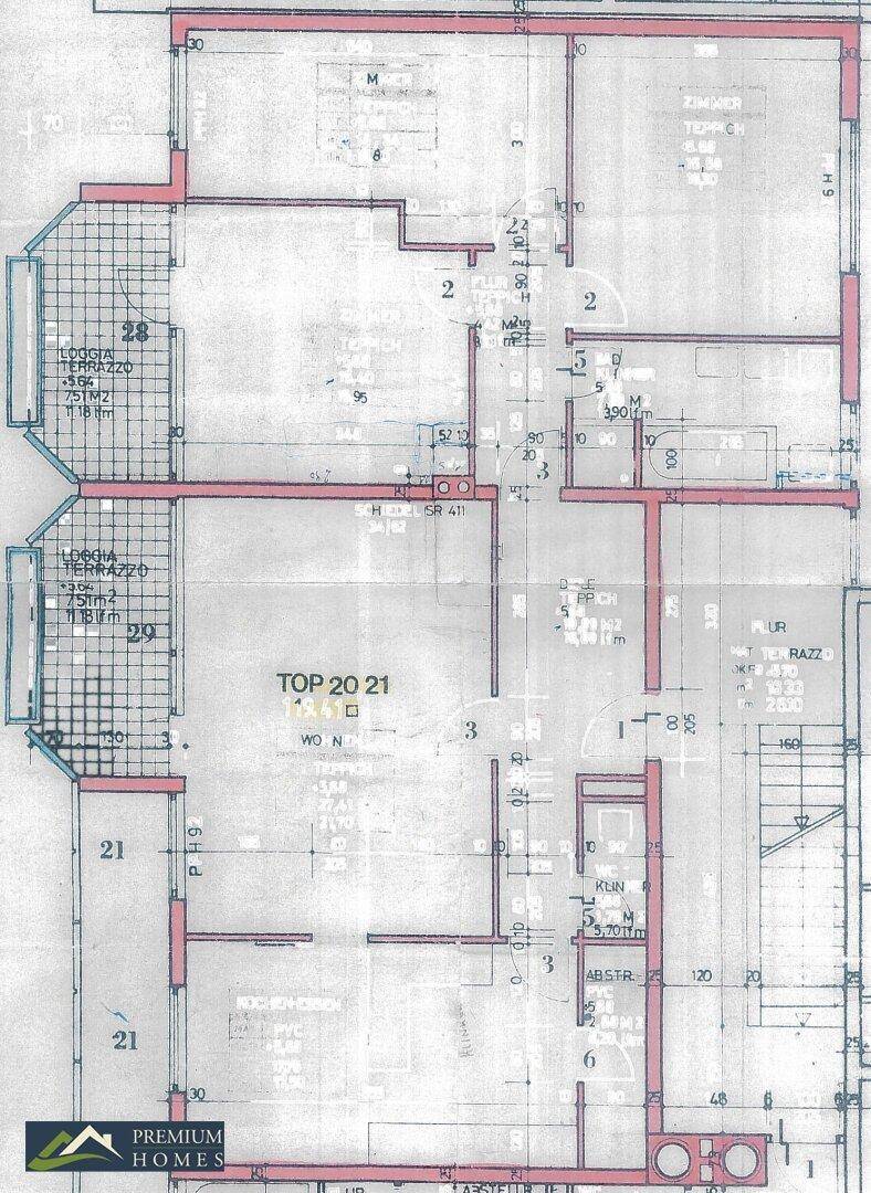Gemütliche Etagenwohnung - Grundrissplan 2. OG, Top 20 & 21