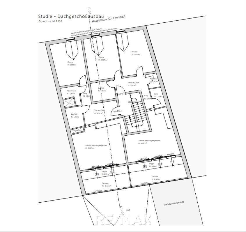 Studie DG Ausbau möglicher Wohnungsplan zwei Tops