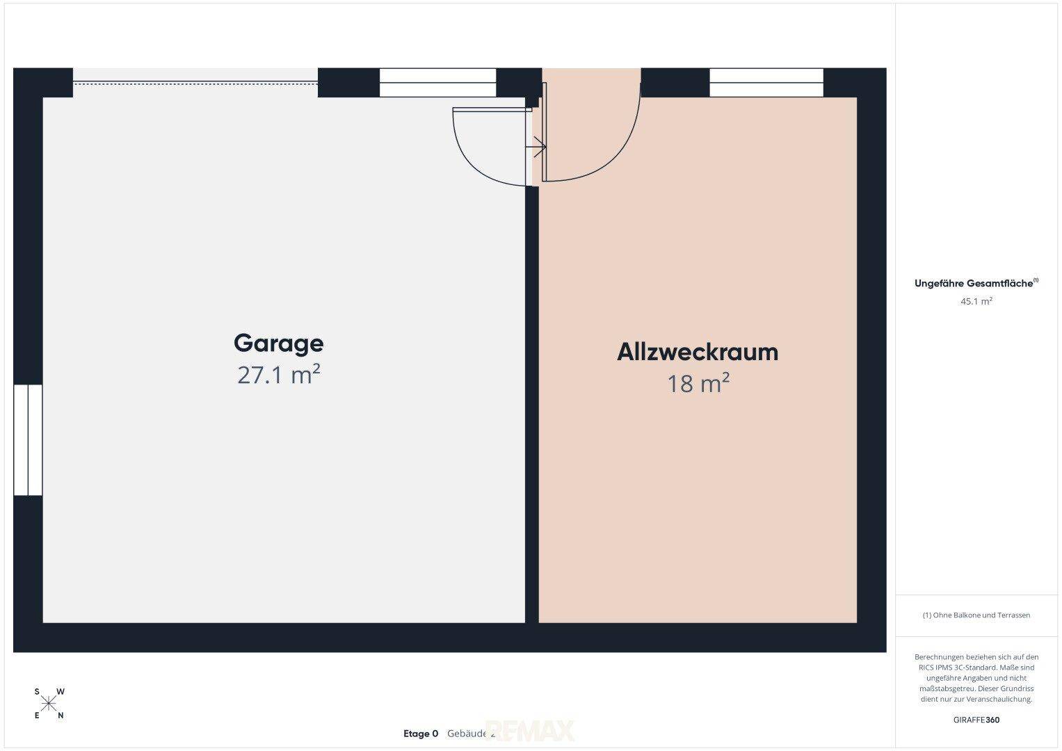 Grundriss zeigt eine geräumige Garage und einen vielseitig nutzbaren Allzweckraum.