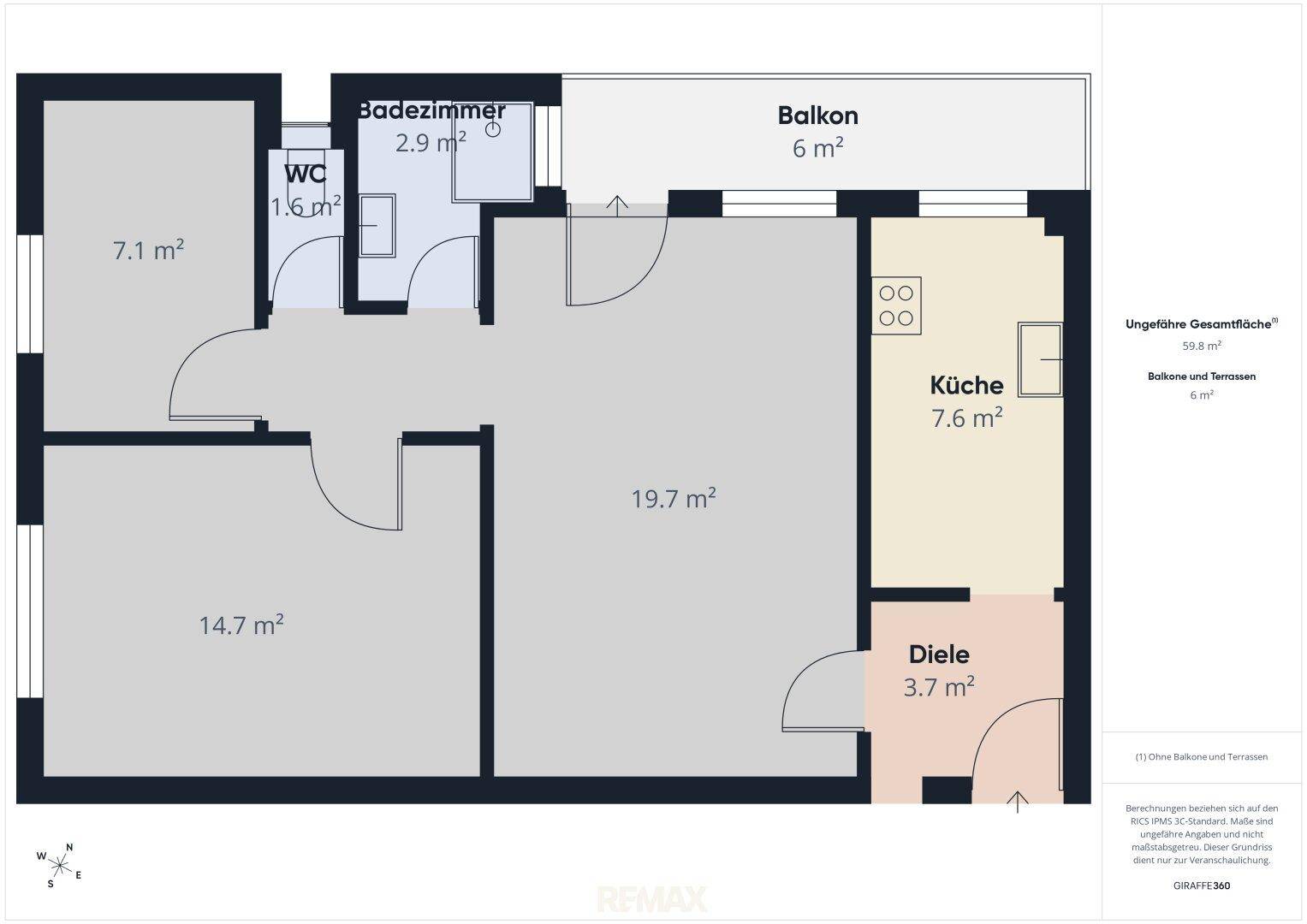 Moderne 3-Zimmer-Wohnung mit Balkon – pohled 6