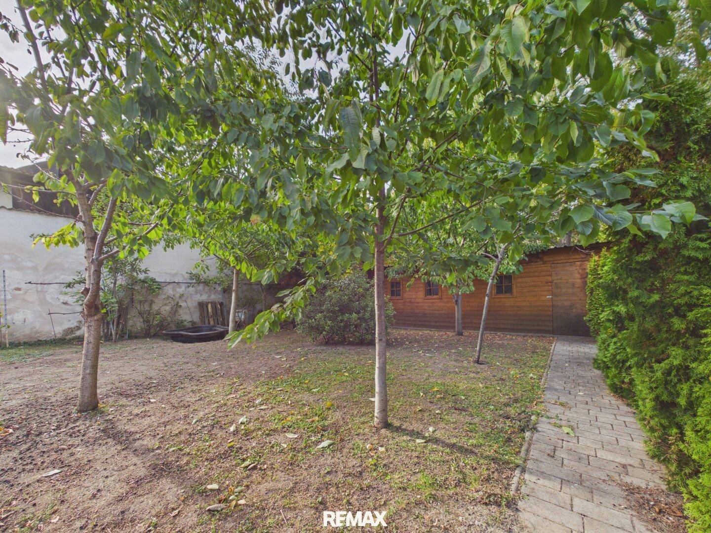 Garten mit Gartenhütte