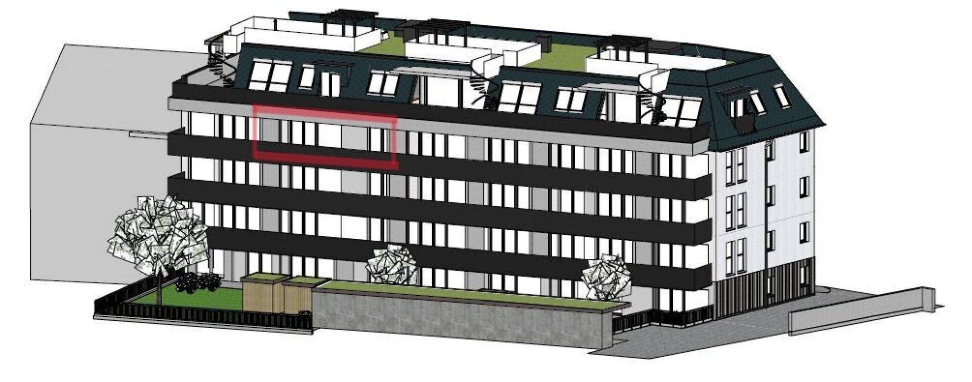 Visualisierte Lage 2.OG Top 7A , Wohnbauprojekt Pro20+ Kufstein