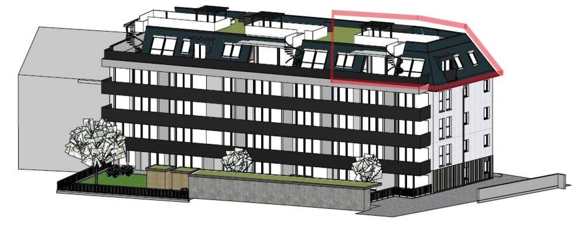 Visualisierte Lage 4.OG Top 12B , Wohnbauprojekt Pro20+ Kufstein