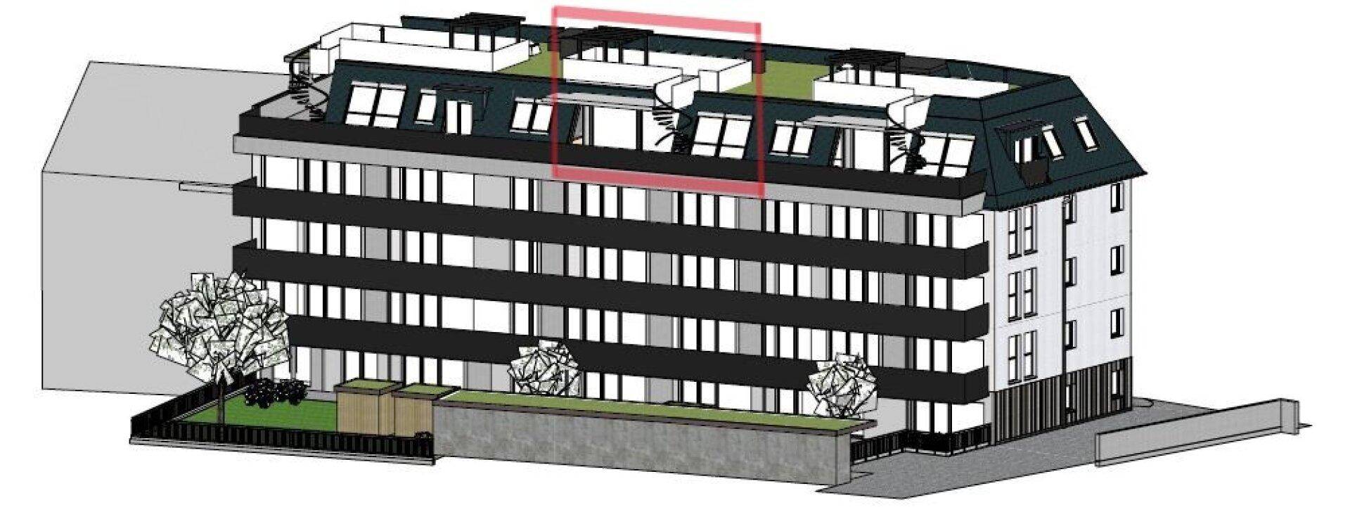 Visualisierte Lage 4.OG Top 13B , Wohnbauprojekt Pro20+ Kufstein