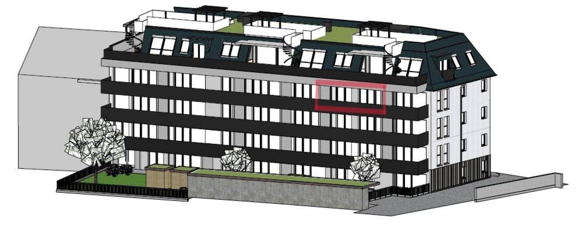 Visualisierte Lage 3.OG Top 10B , Wohnbauprojekt Pro20+ Kufstein