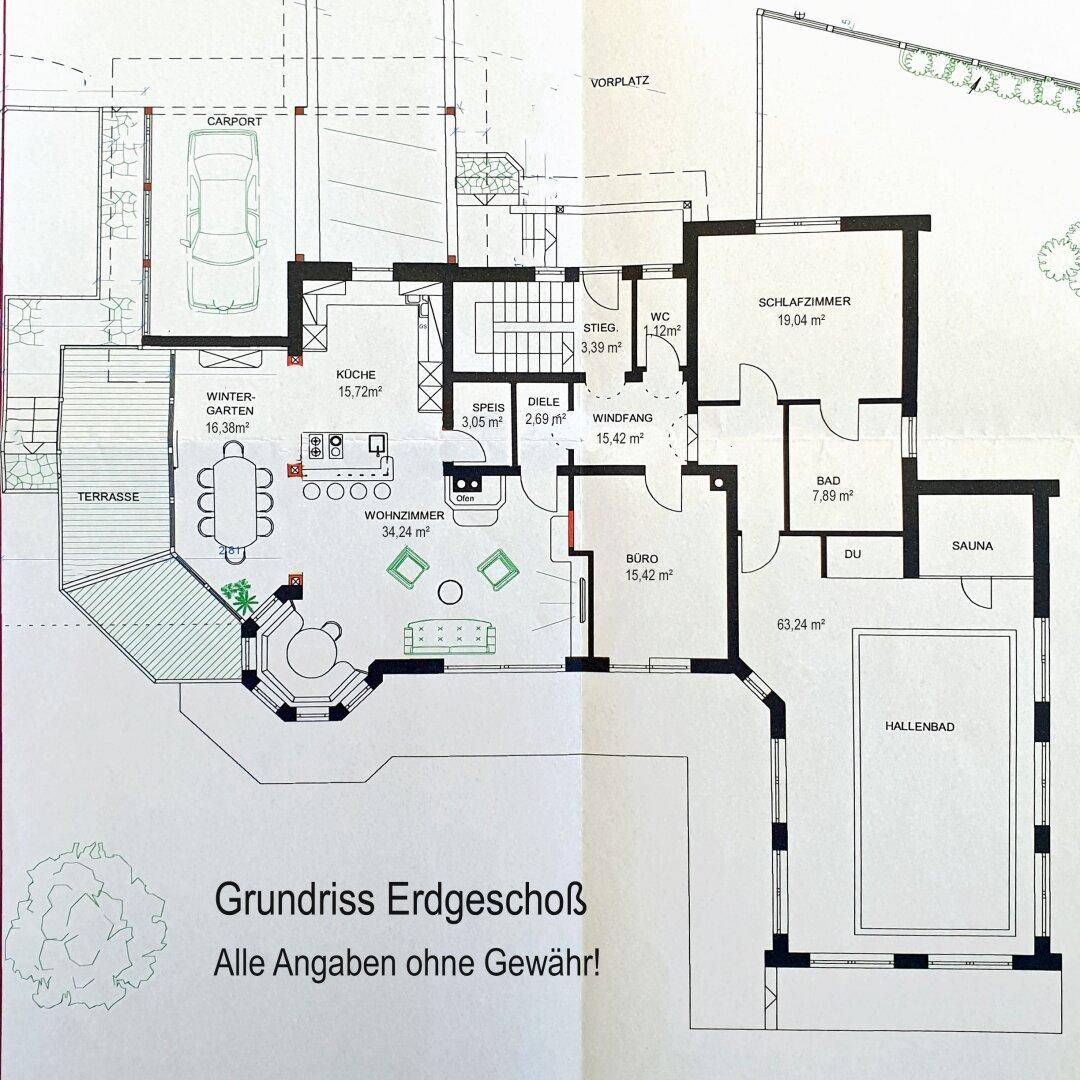 Grundriss EG, Exklusives Architektenhaus mit Innenpool Rettenschöss