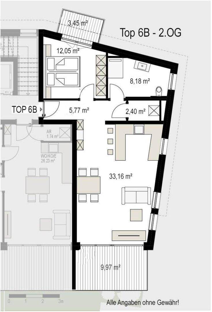 Grundriss 2.OG Top 6B, Wohnbauprojekt Pro20+ Kufstein