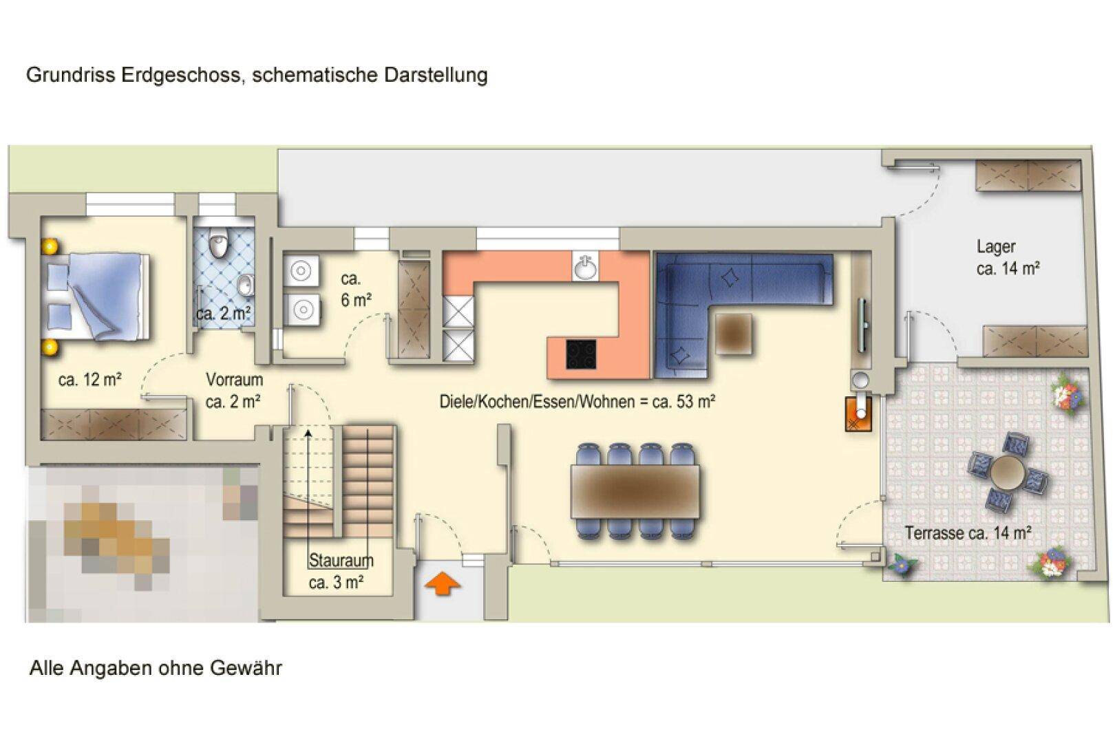 Grundriss Erdgeschoß, Moderne Doppelhaushälfte in Kufstein