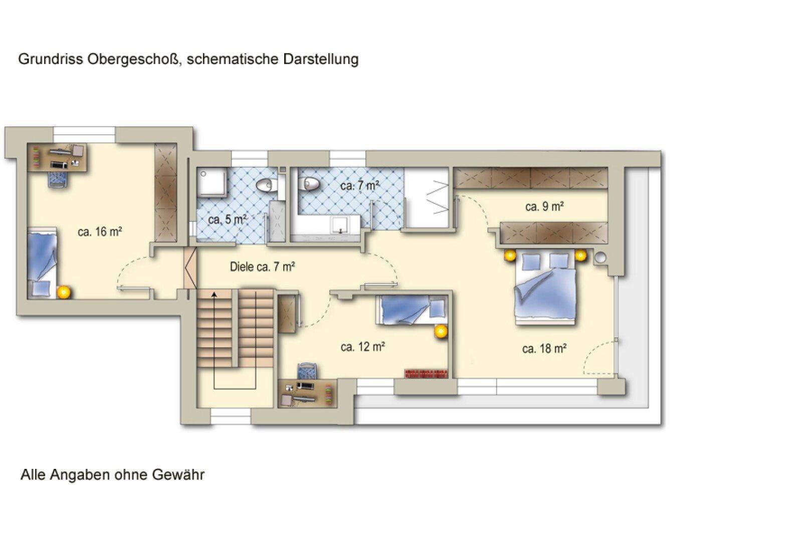 Grundriss Obergeschoß, Moderne Doppelhaushälfte in Kufstein