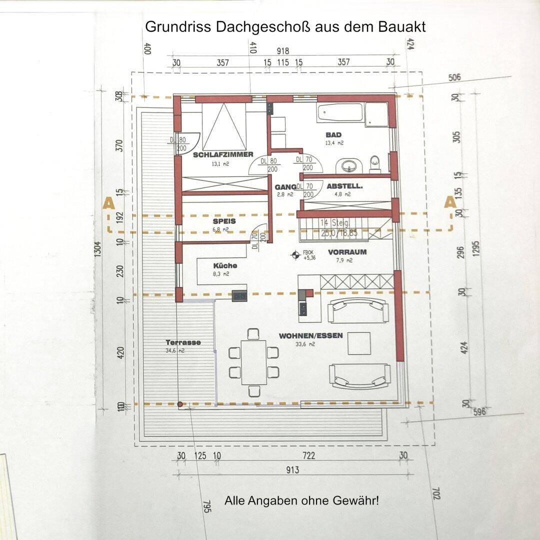 Dachgeschoß Grundriss, Mehrfamilienhaus in Aussichtslage, Angerberg