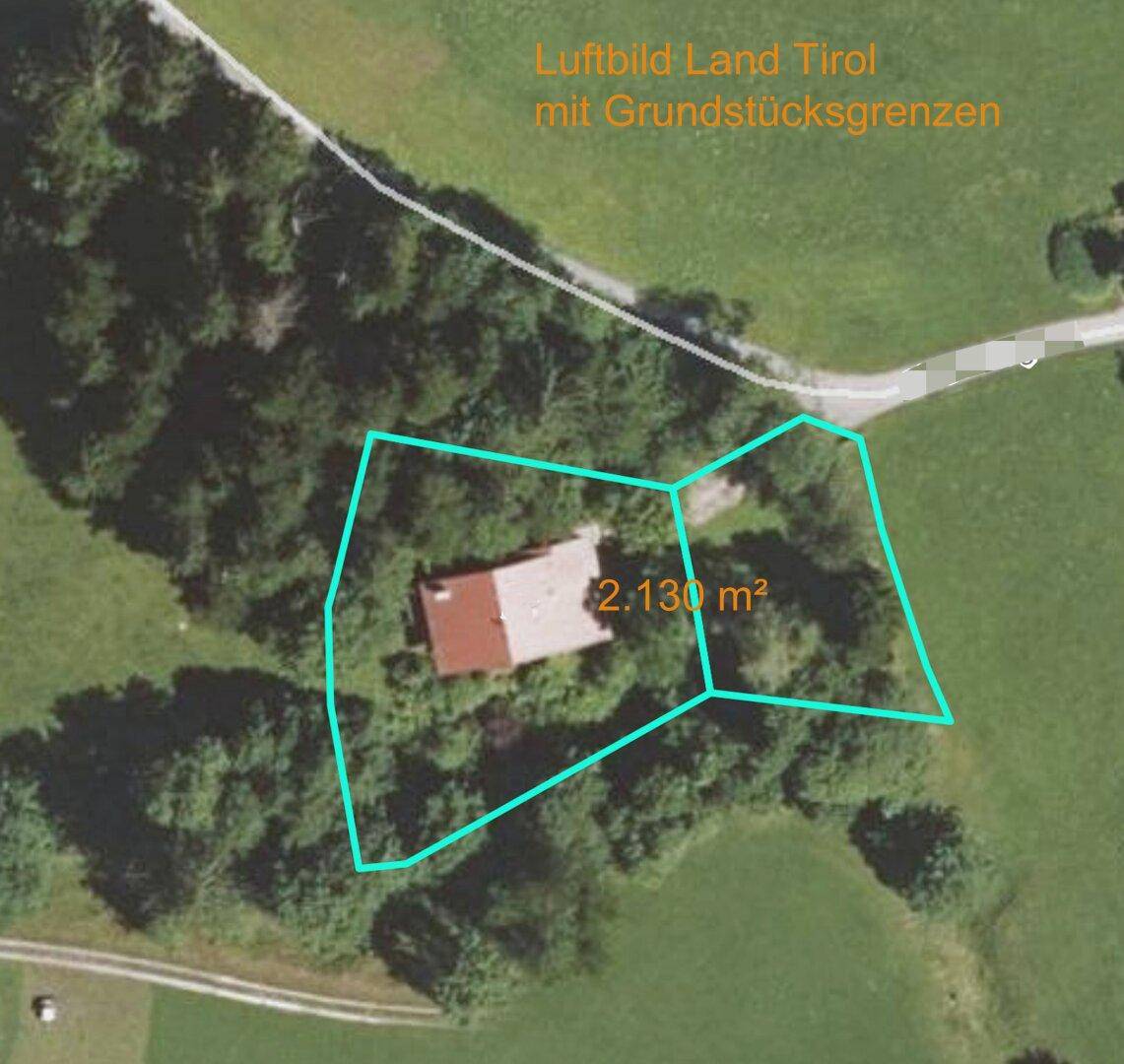 Luftbild Tiris Maps, Grundstück mit Altbestand und Freizeitwohnsitz, Rettenschöß