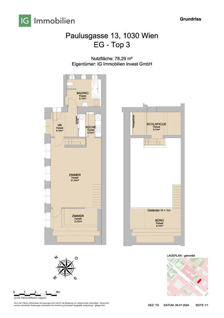 Grundriss Paulusgasse 13 Top 3