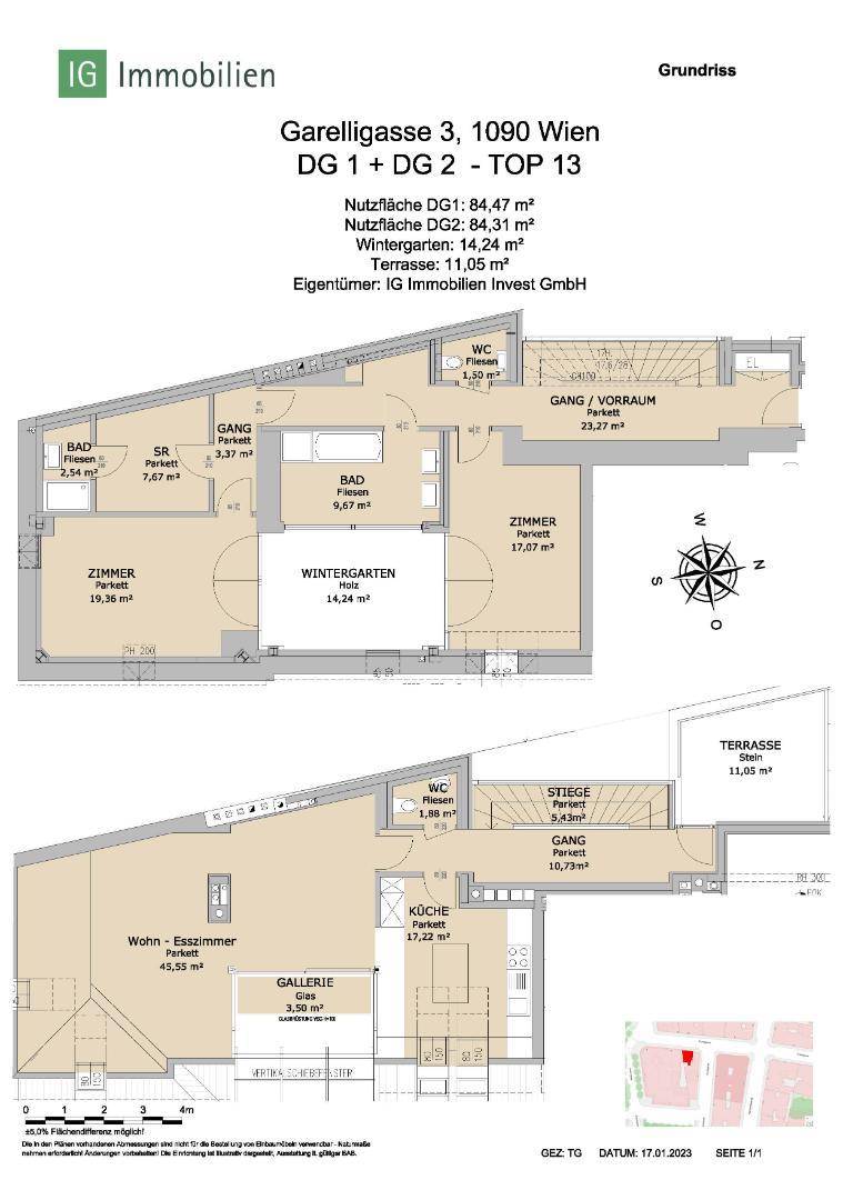 Grundrissplan Garelligasse 3 Top 13