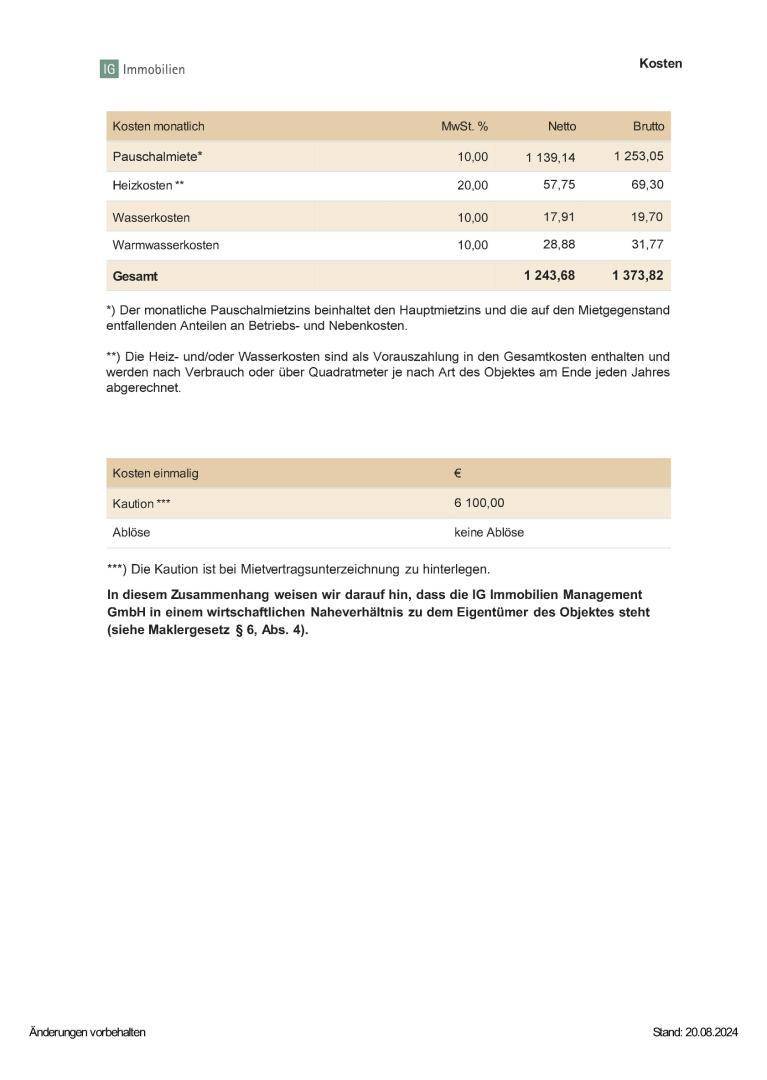 Kostenblatt Josef-Fritsch Weg 5 Top 518