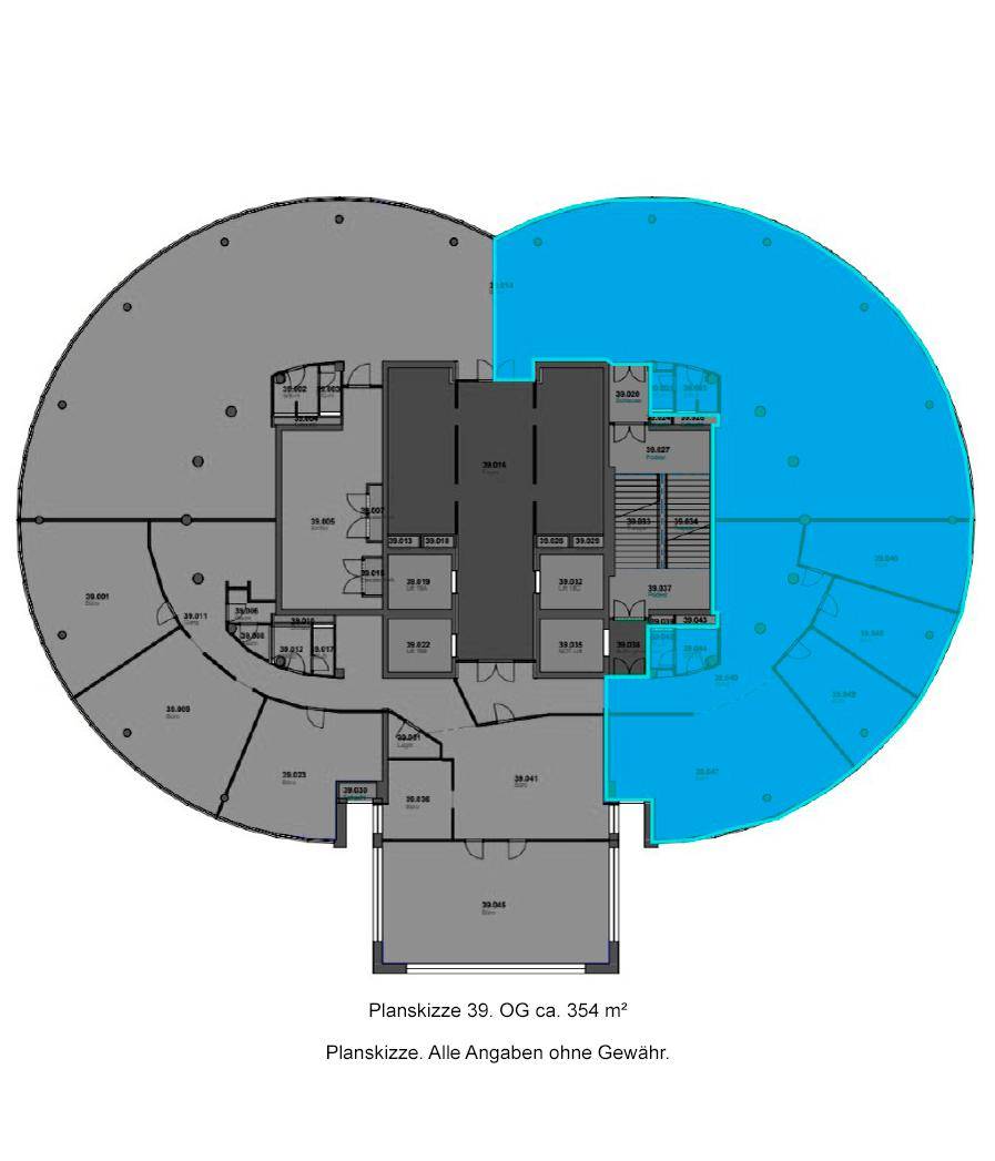 Planskizze 39.OG 354 qm