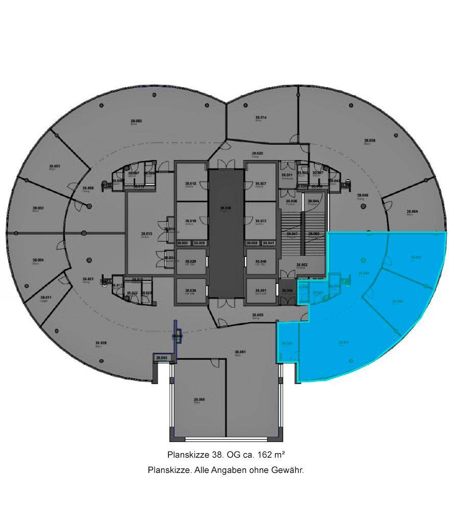 Planskizze 38.OG 162 qm