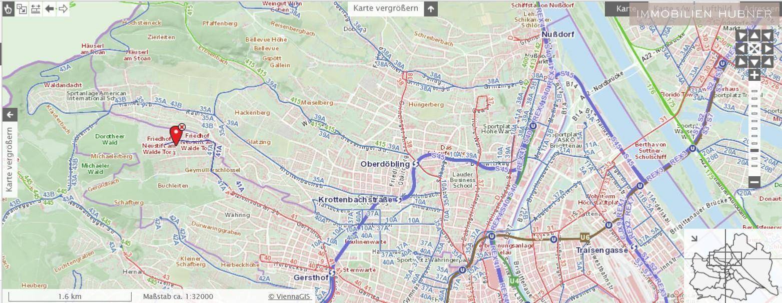 Lageplan mit Öffis Distanz