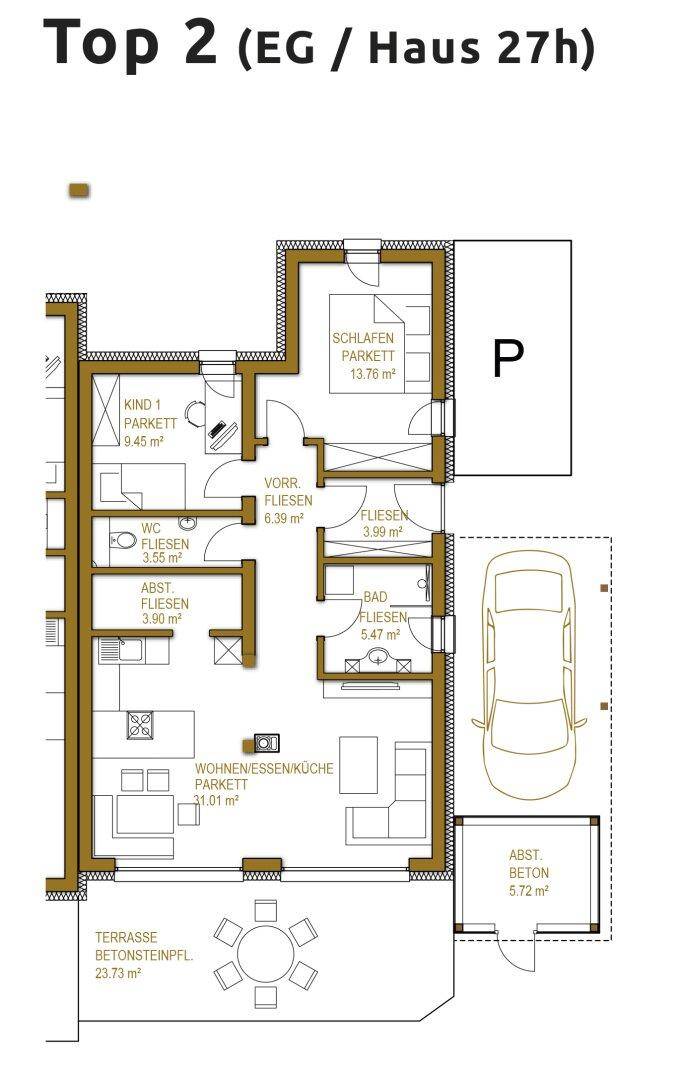 Grundriss Wohnung Top 2