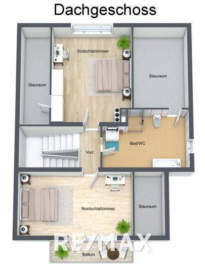 3D Plan DG mit Möblierungsvorschlag