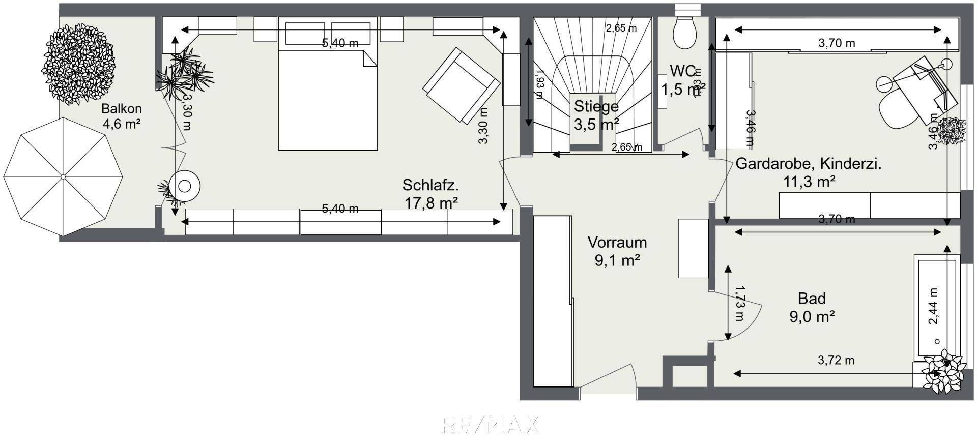 Dach-Etage - 2D Floor Plan