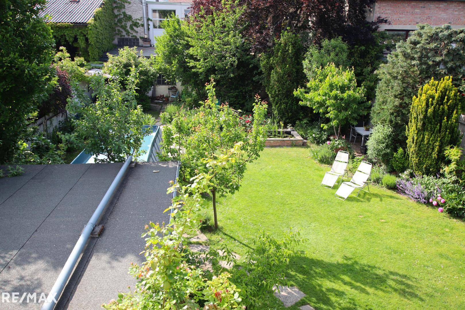 Aussicht Balkon in Garten