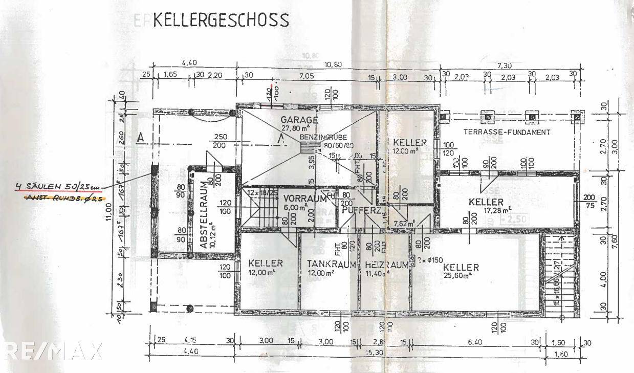 Auswechslungsplan EG aus Bauakt