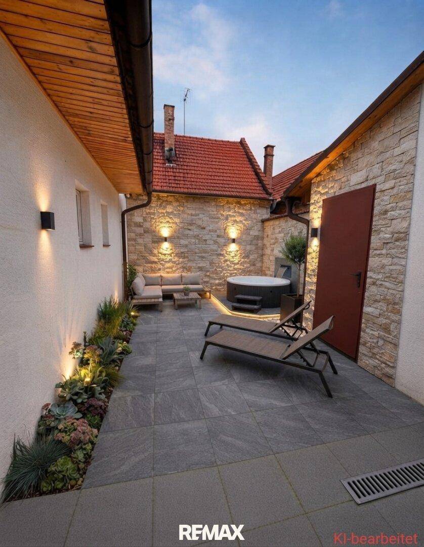 Innenhof, Umbau- Möblierungsvorschlag KI-begleitet