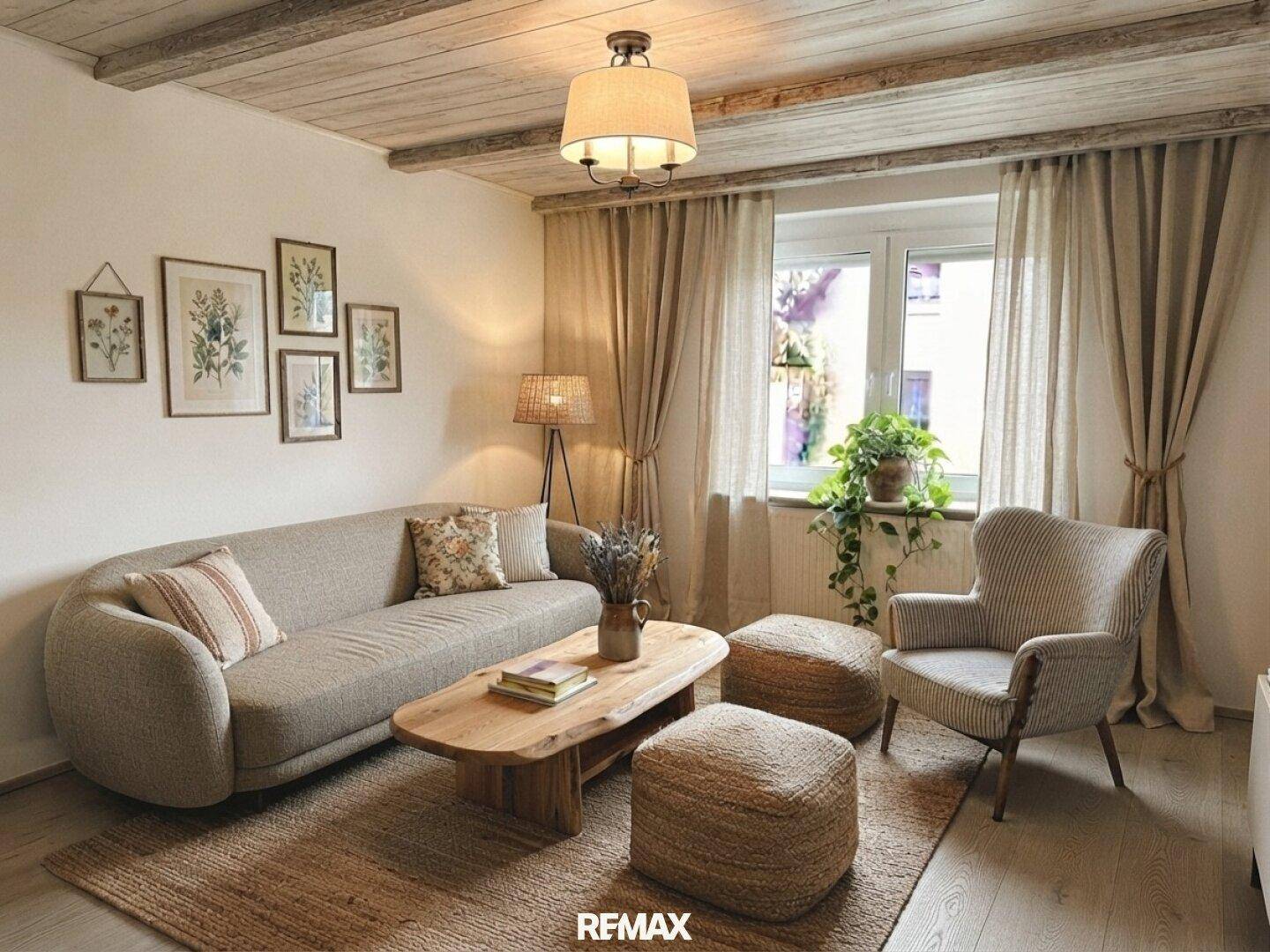Wohnzimmer, Möblierungsvorschlag KI-begleitet