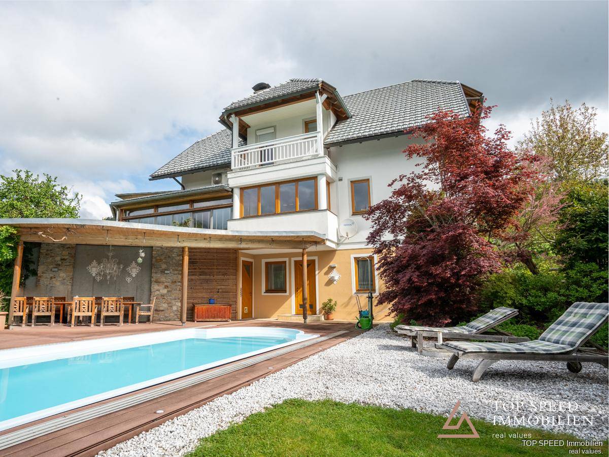 Ansicht Haus + Pool