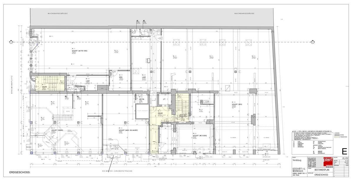 Detaillierter Grundriss des Erdgeschosses mit verschiedenen Räumen und Abmessungen.