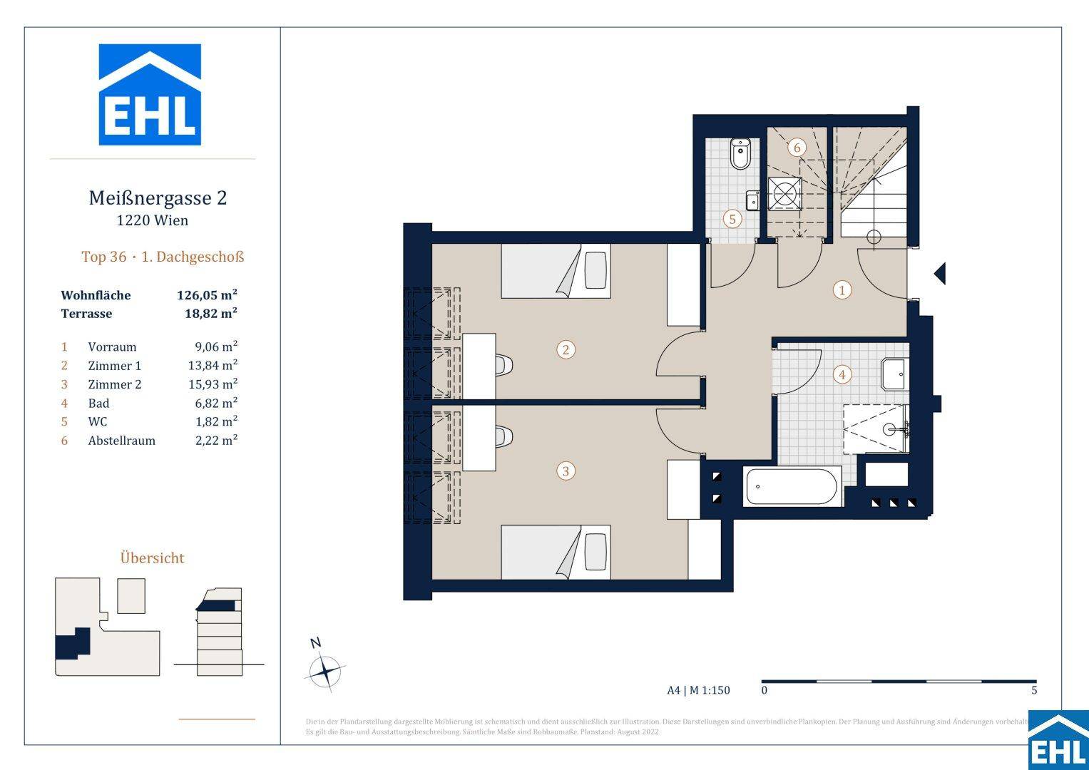 Detaillierter Grundriss der Wohnung mit Raumaufteilung und Flächenangaben in Quadratmetern.