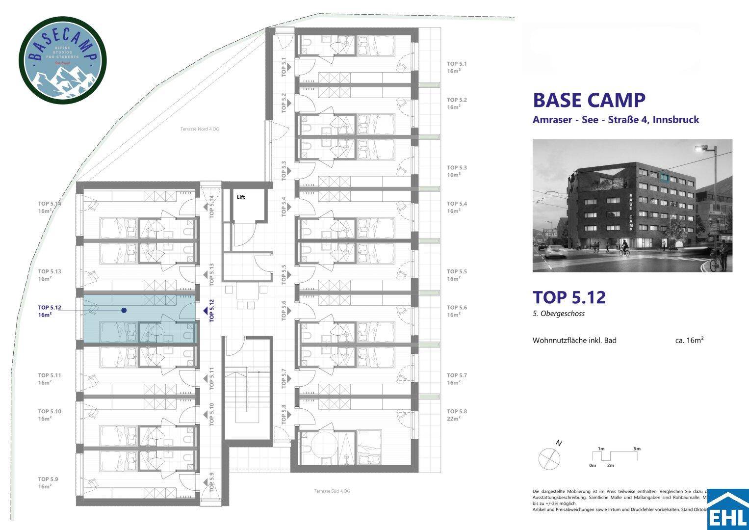 Übersichts-Grundriss eines Obergeschosses mit mehreren Wohneinheiten und Gemeinschaftsbereichen.