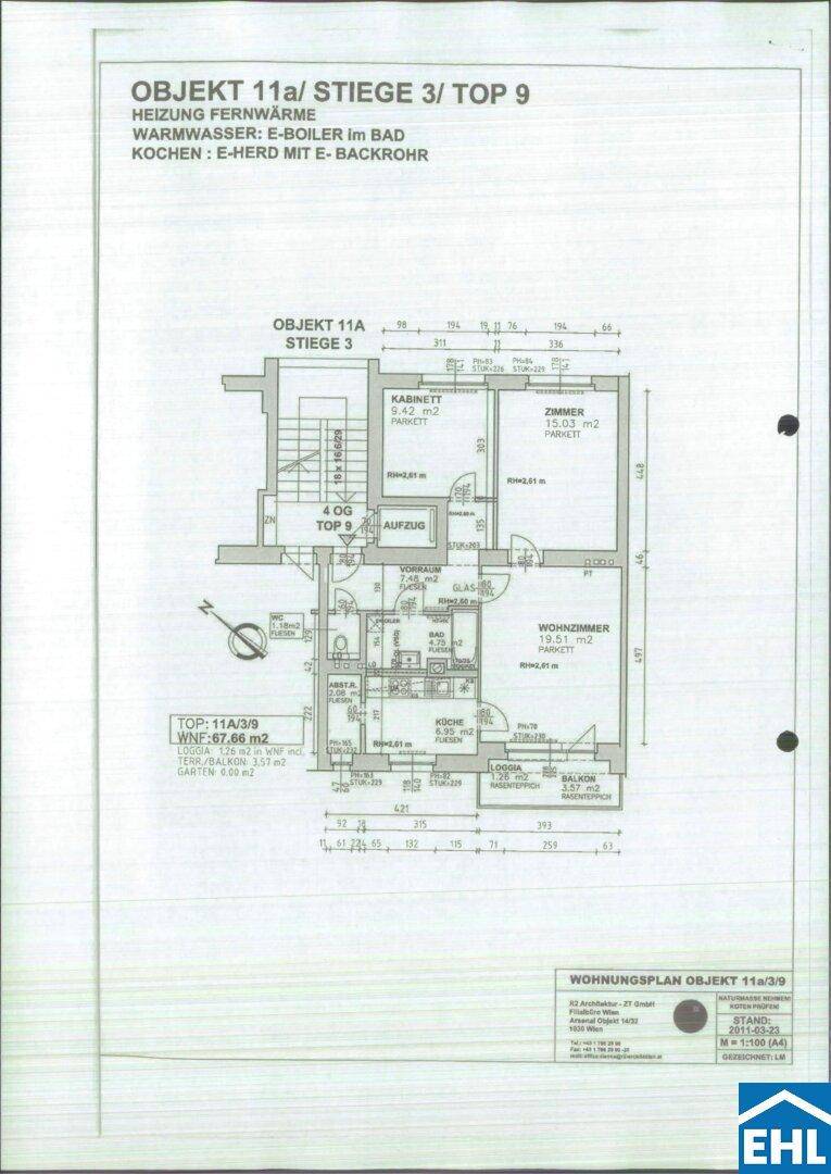 Detaillierter Grundriss der Wohnung 11a/3/9 mit Zimmeraufteilung und Balkon.