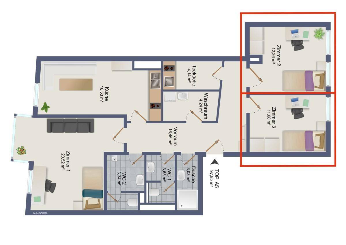 Plan kleine Zimmer