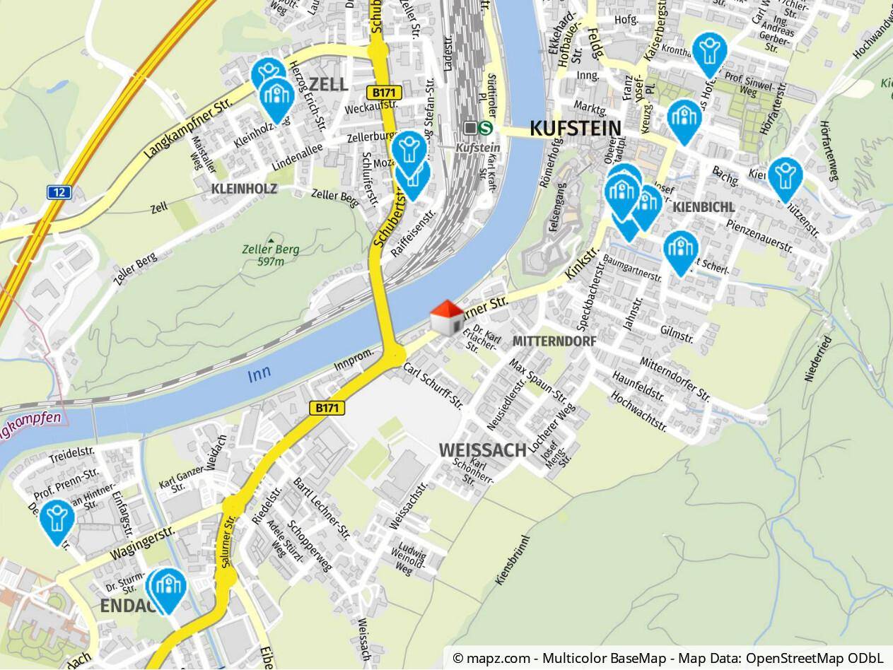 Hier geht's lang! Das Haus befindet sich am Fuße des Festungsberges in Kufstein